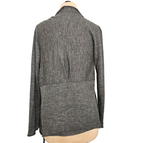 Eileen Fisher Cardigan Royal Alpaca Gray Inverted Pleat Open Waterfall Medium - Picture 2 of 7